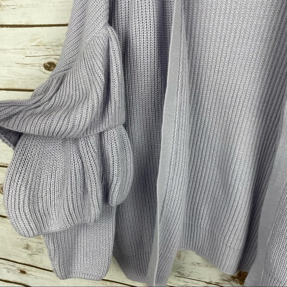 TOPSHOP Open Front Lilac Knit Cardigan Tiered Ruffle Sleeves size 6 - Picture 4 of 8